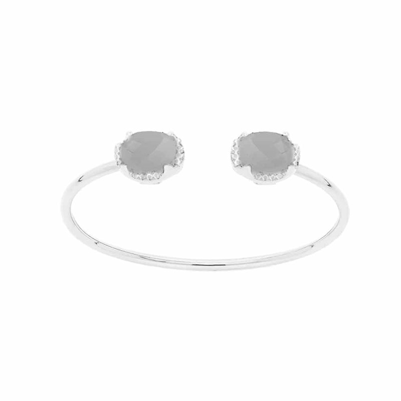 Bracelet Jonc Argent Rhodié Cristal Gris