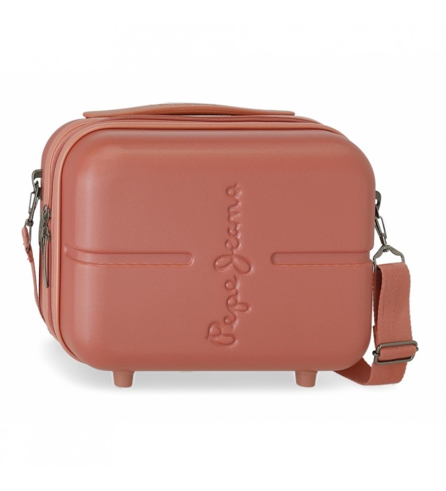 Nécessaire Pepe Jeans em ABS, adaptável a malas de viagem, cor rosa vibrante - 29x21x15cm -