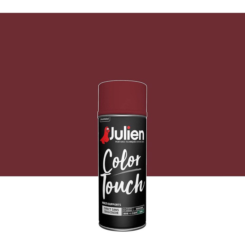 Peinture satinée multi-supports Color Touch Julien - Aérosol de 400 ml, rouge basque RAL 3004