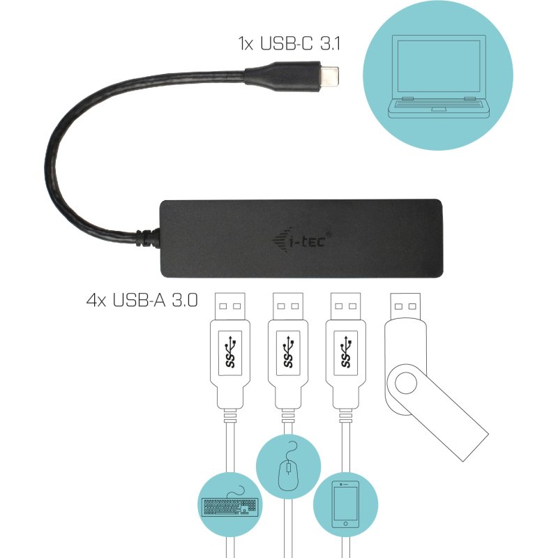 i-tec Advance USB-C Slim Passive HUB 4 Port