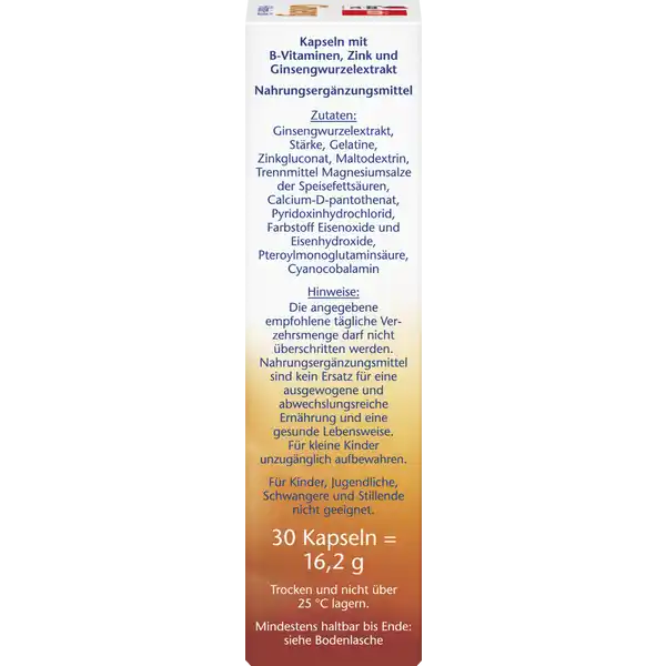 Ginseng + B-Vitamine + Zink Kapseln