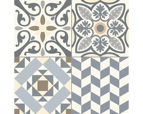 Porseleinen wand- en vloertegel Heritage grijs in 19 verschillende designs 33,15 x 33,15 cm