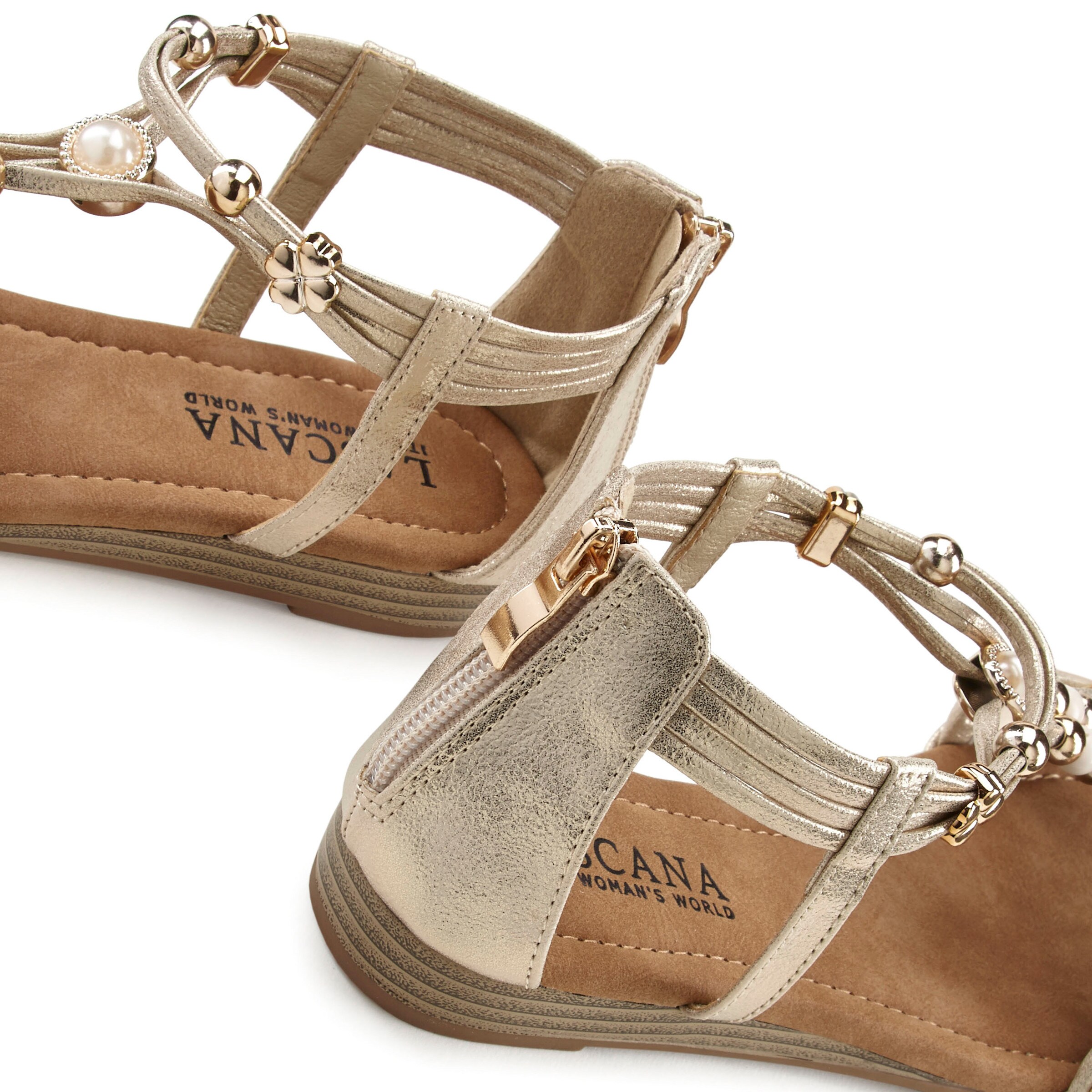 LASCANA Sandale in beige-goldfarben