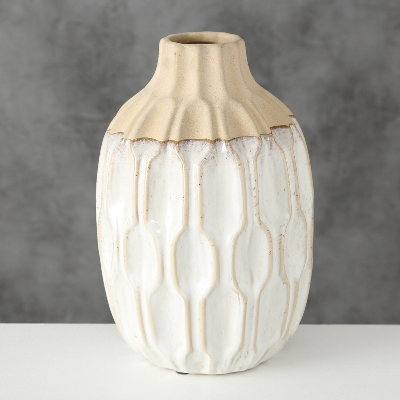 Boltze Vase Malia blanc - D.15xH.25 cm