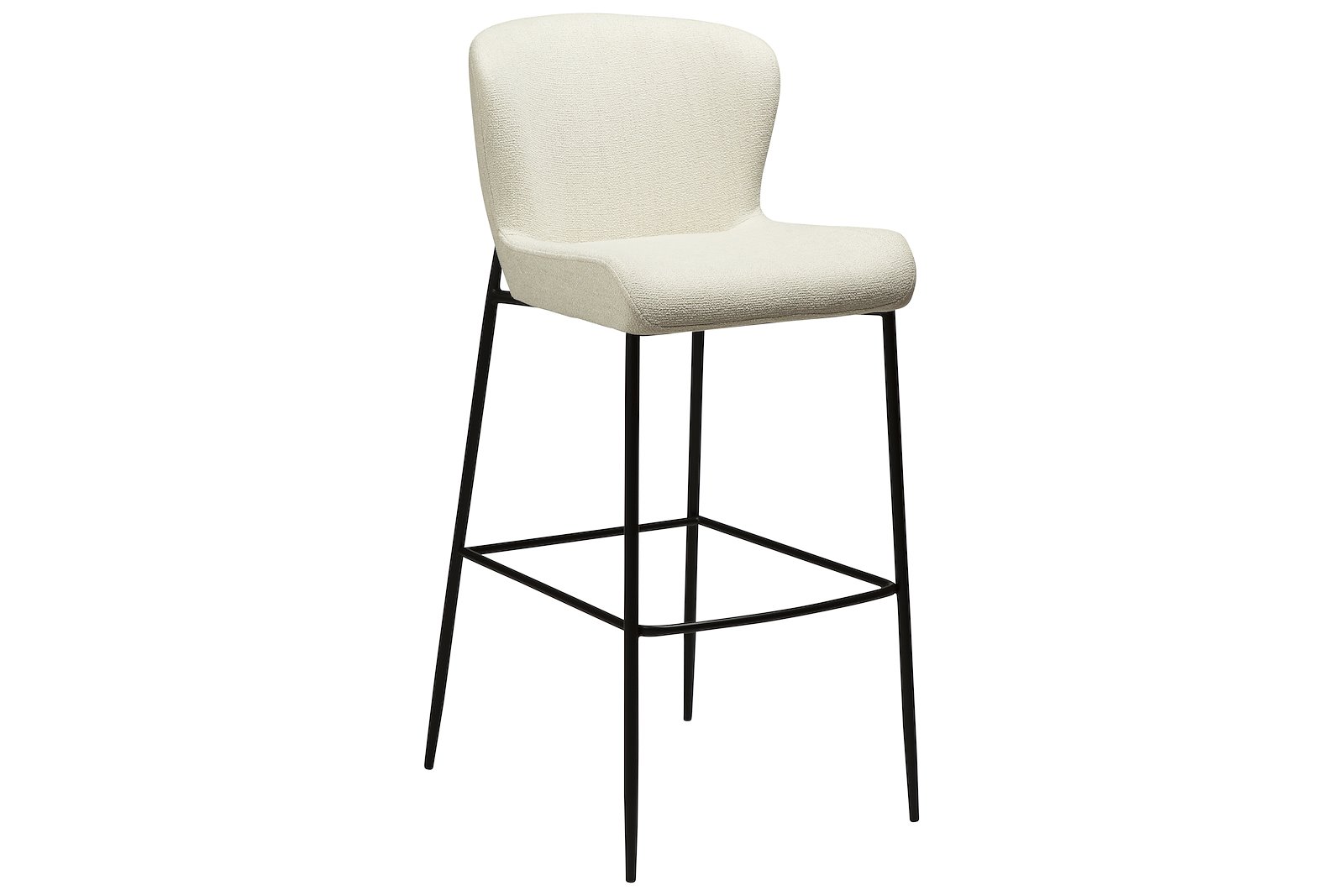 Glam barstol Tekstil Bouclé Simply Beige med sorte ben