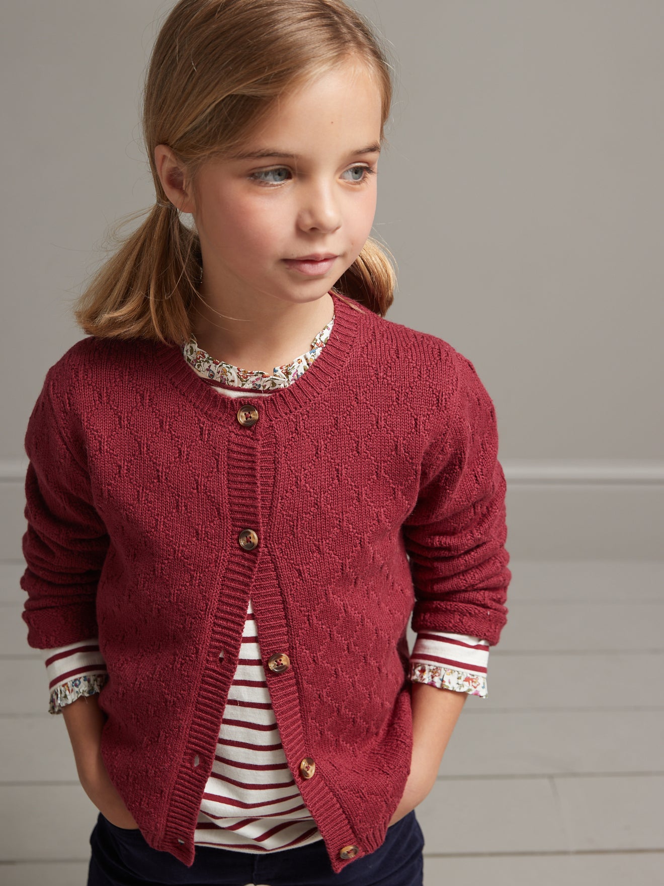 Cardigan losanges Fille en laine