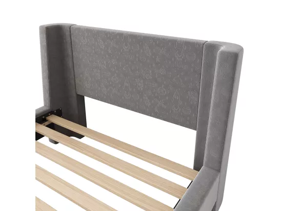 Lit d'enfant Lit rembourré,Lit traîneau, 90 x 200 cm, Pour garçons & filles, Gris,Sans matelas