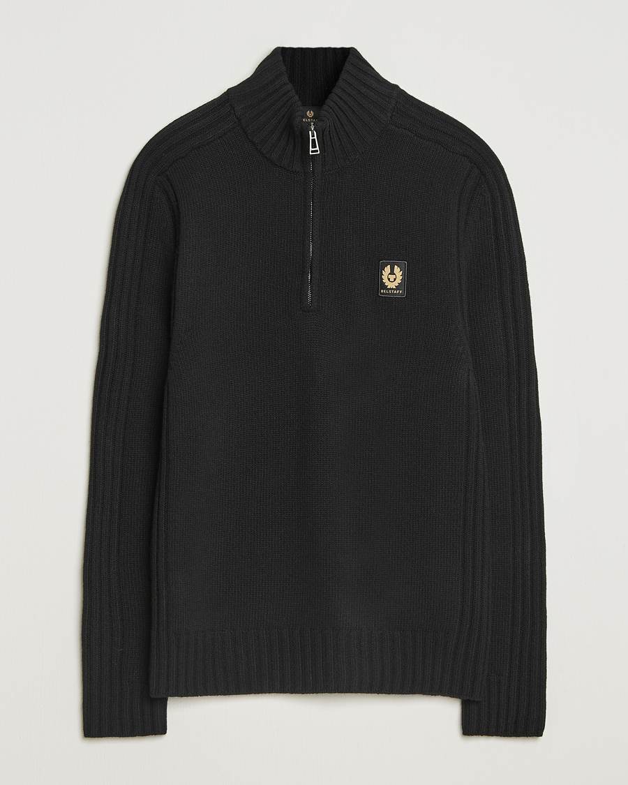 Belstaff Watch Wool Knitted Quarter Zip  Black