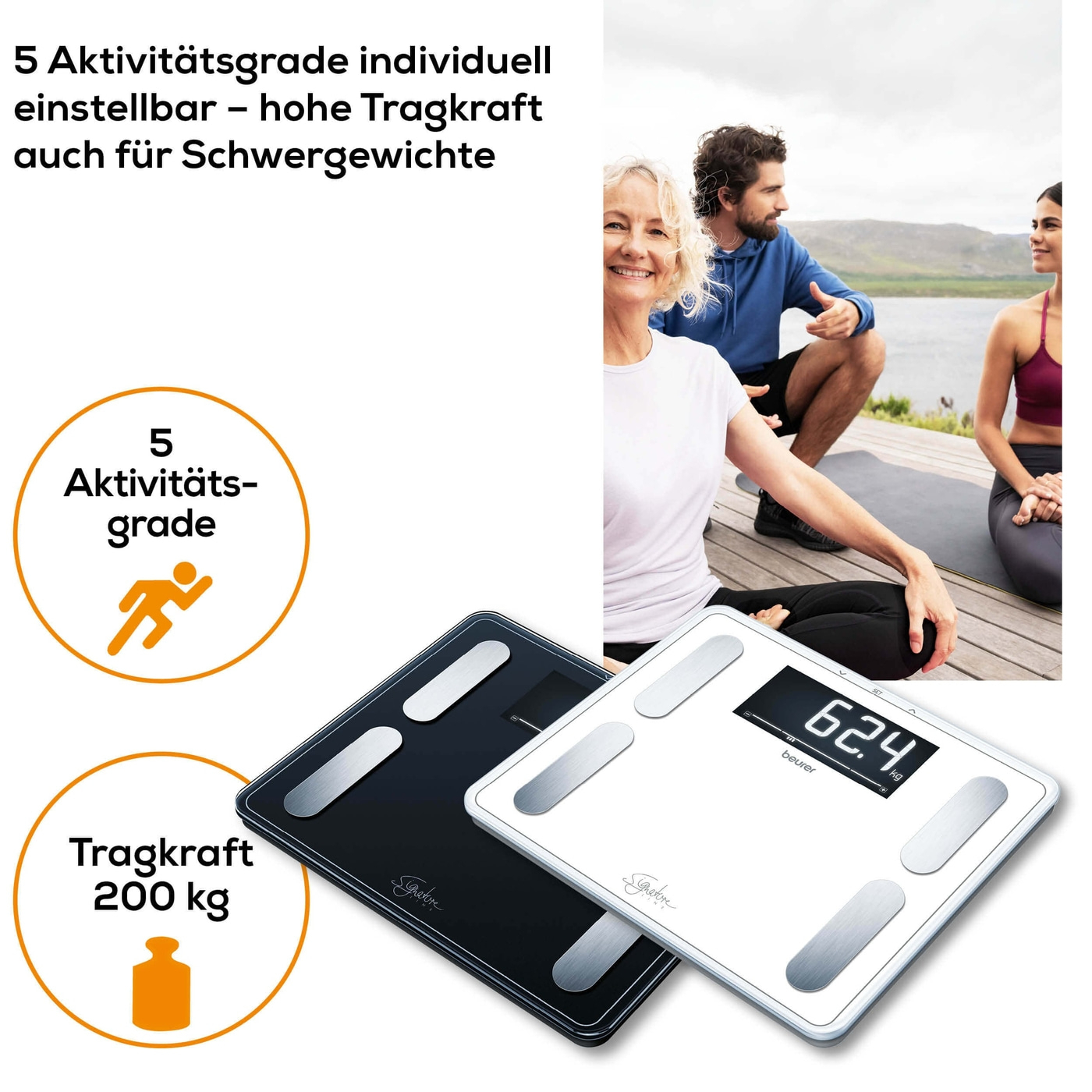 BF 410 Diagnosewaage LED Personen Waage zur Körperanalyse inkl. Batterien (73573) - Weiss