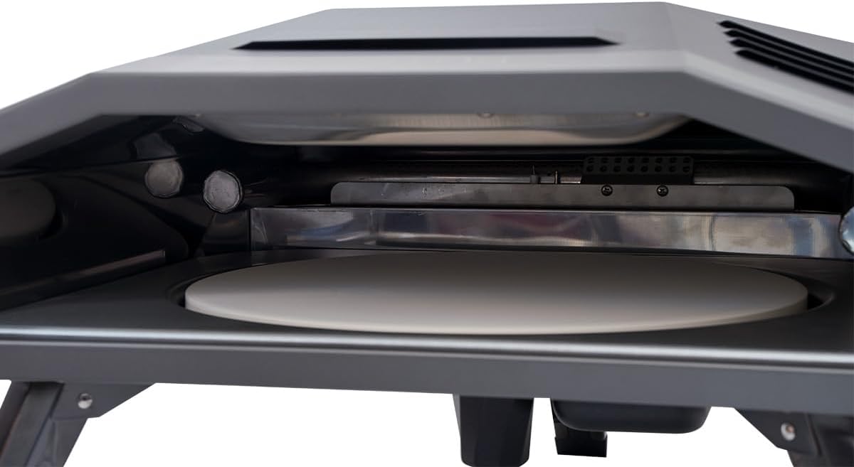 SANTOS Pizzaofen O-160 - inkl. innovativem Pizza-Drehteller & U-Brenner - Pizzastein Ø37cm- 360° Bräunung - Gas-Pizzaofen - Pizza, Flammkuchen, Pita