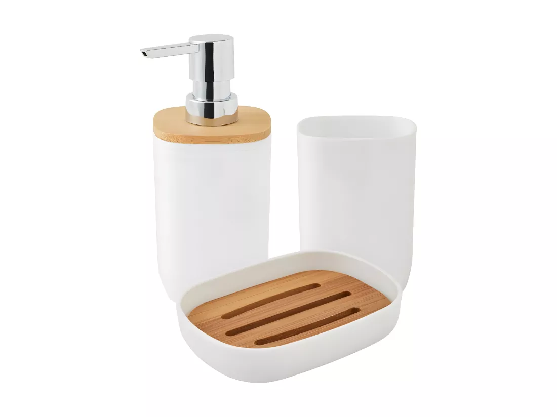 Set de salle de bain 3 pièces en polypropylène blanc