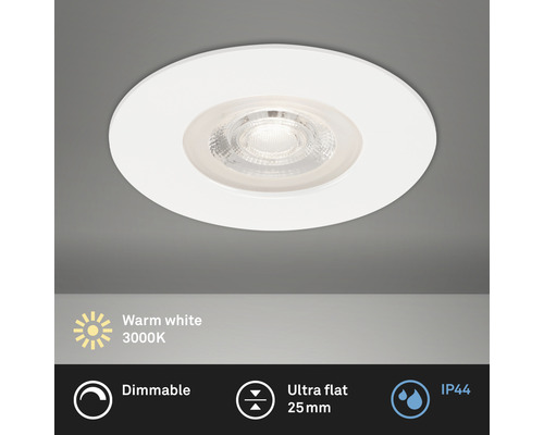 LED inbouwspot IP44 dimbaar 5W 460 lm 3000K wit Ø 9/6,8 cm 230V