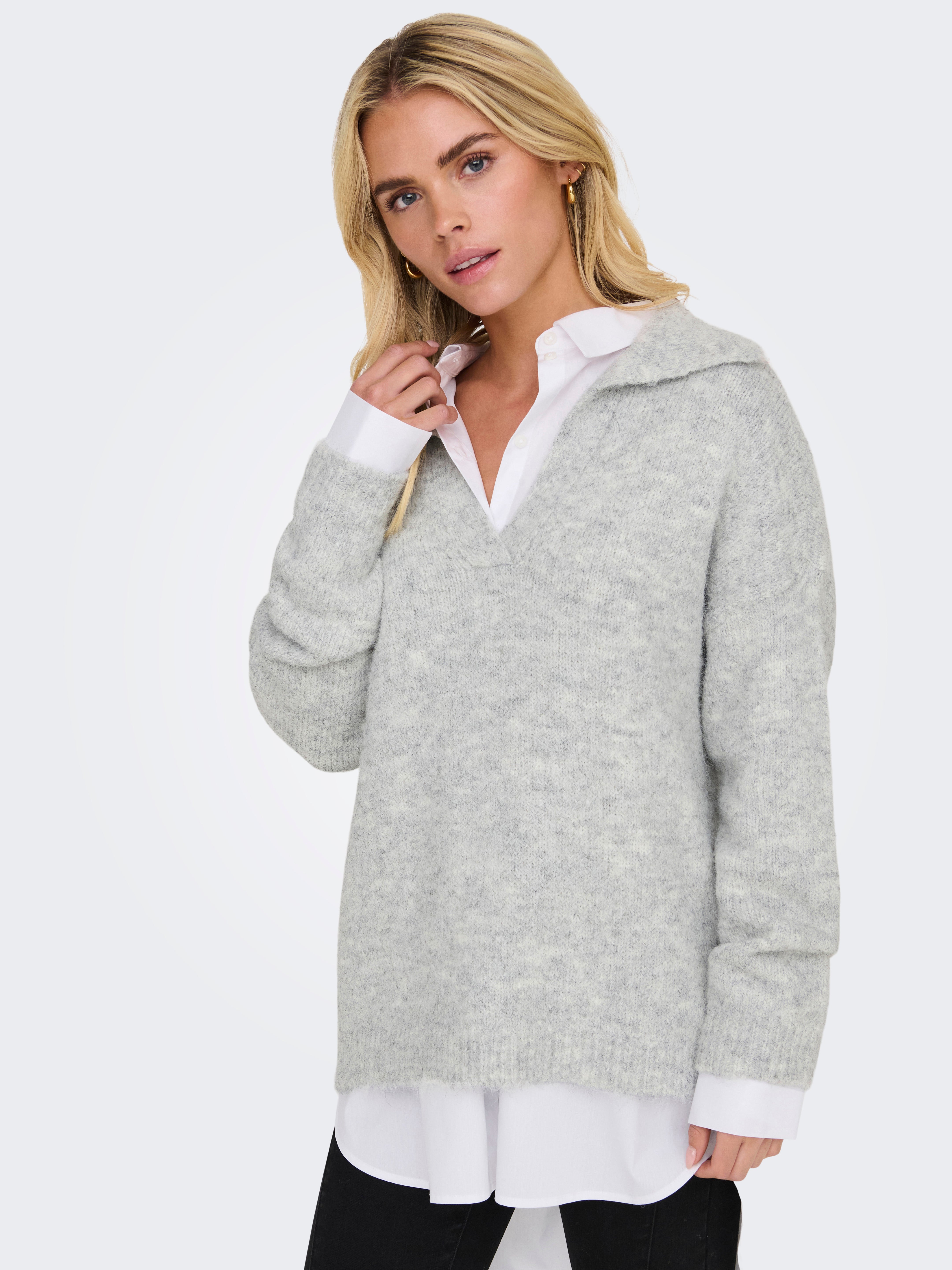 ONLMAGGIE Strickpullover Light Grey Melange