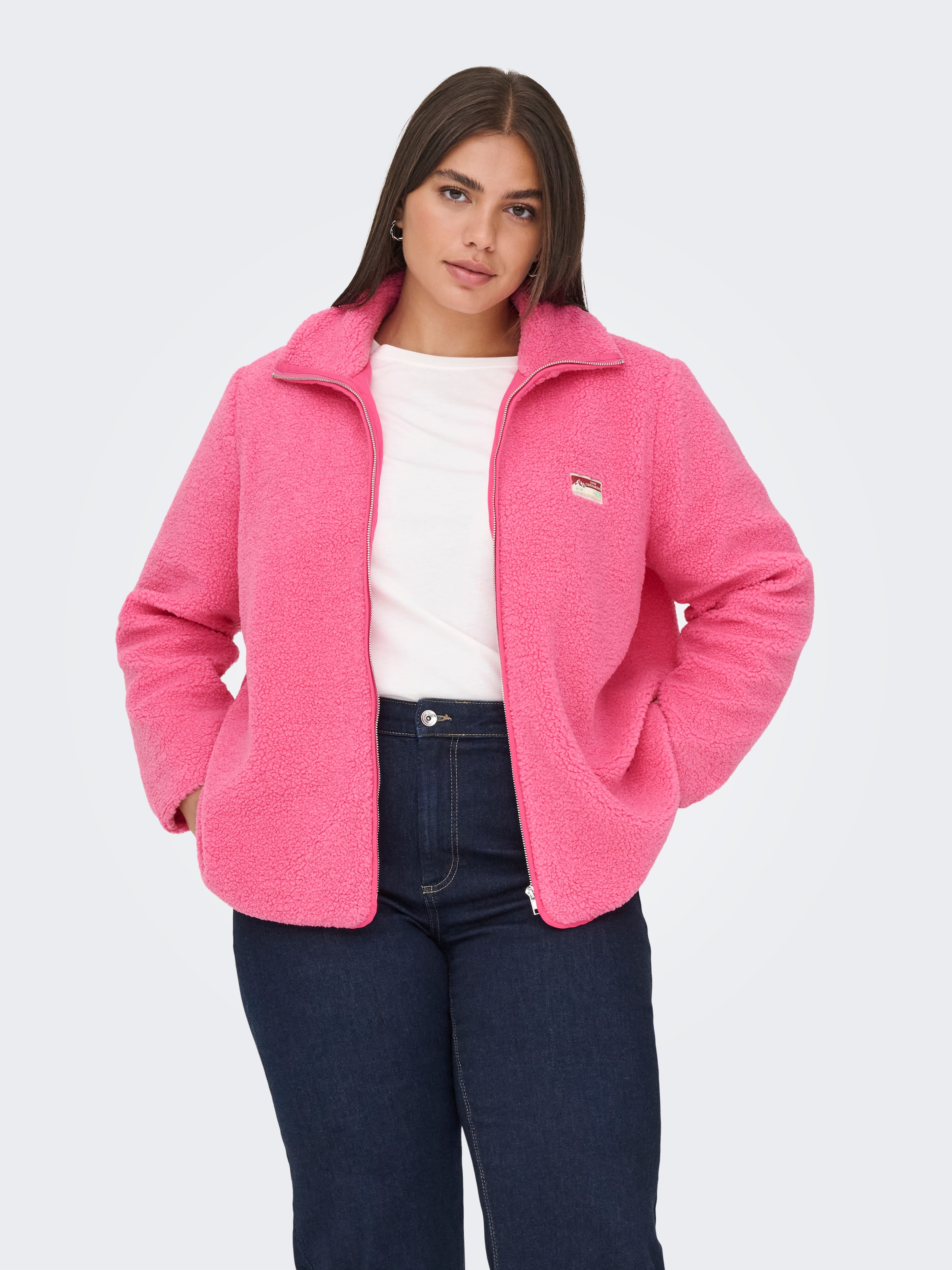 ONLY CARMAKOMA Plüschjacke »CARHOLLY TEDDY L/S ZIP SWT«