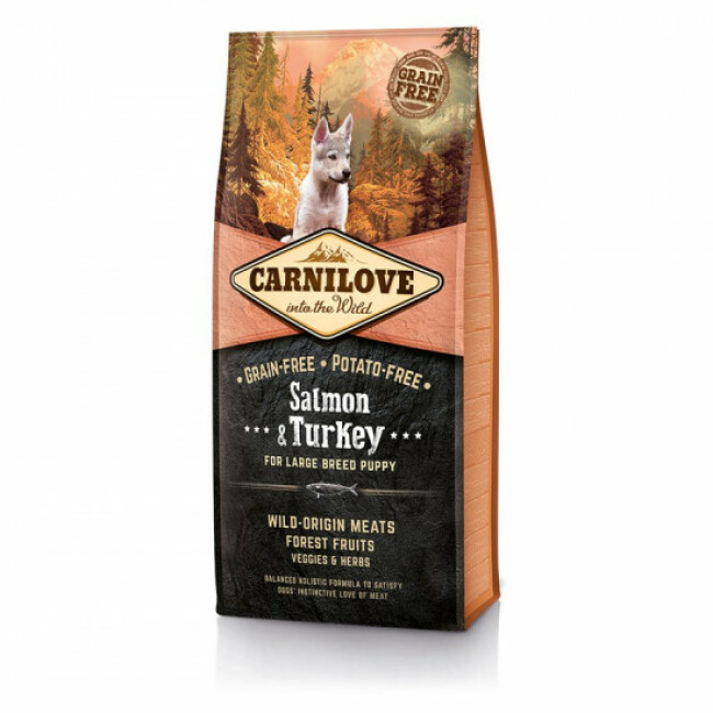 Croquettes Carnilove Puppy grande race saumon & dinde