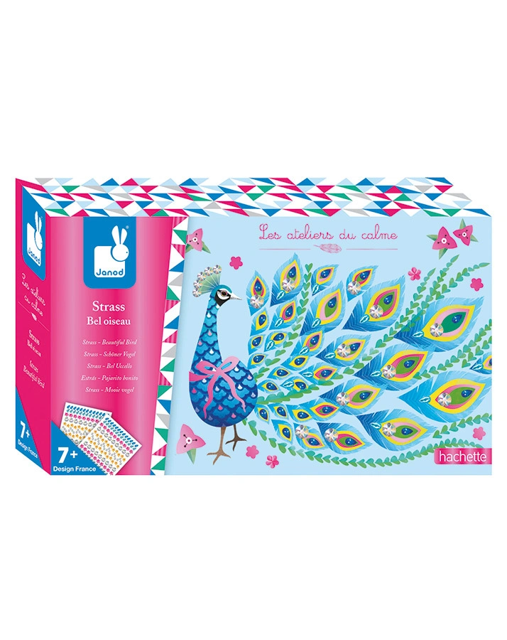 Strasskarten-Bastelset PFAU in bunt