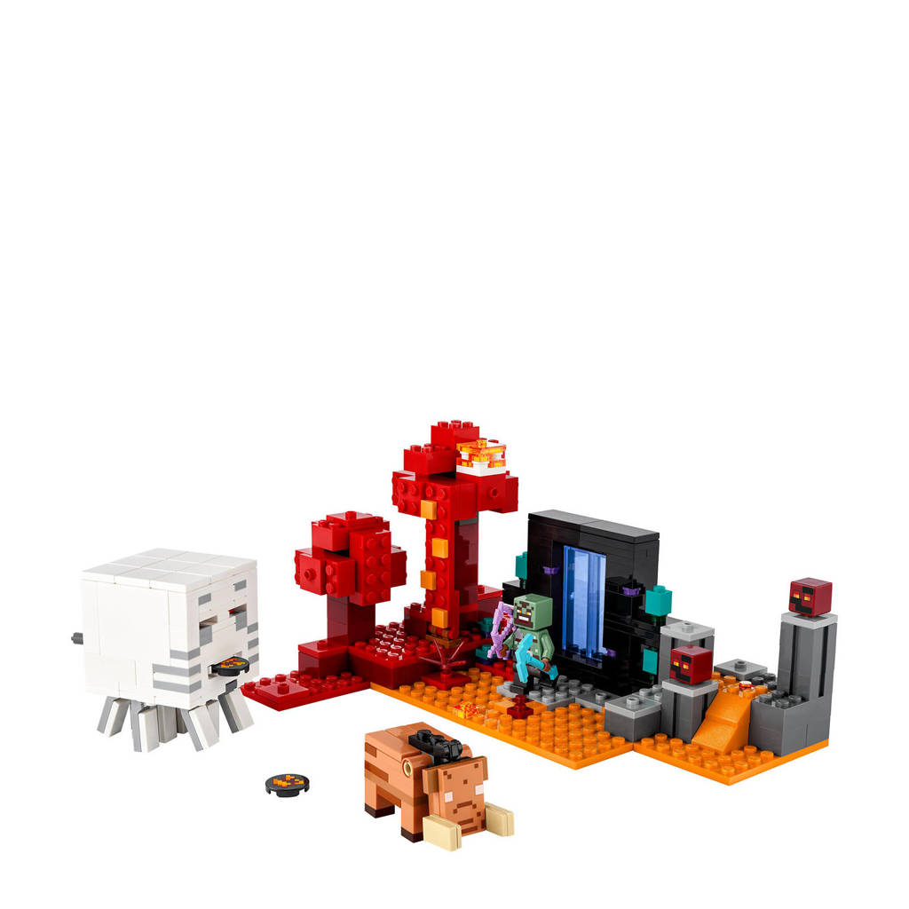 Lego Minecraft Ambush bij het Nether-portaalHinderlaag bij het Nether-portaal Actie Speelgoed voor Kinderen 21255