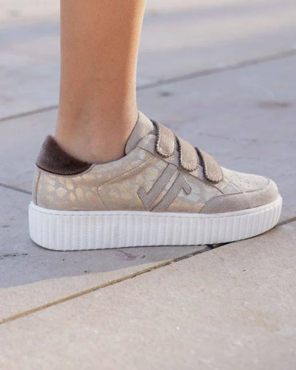 Basket femme taupe léopard creepers à scratch - CL70 TAUPE