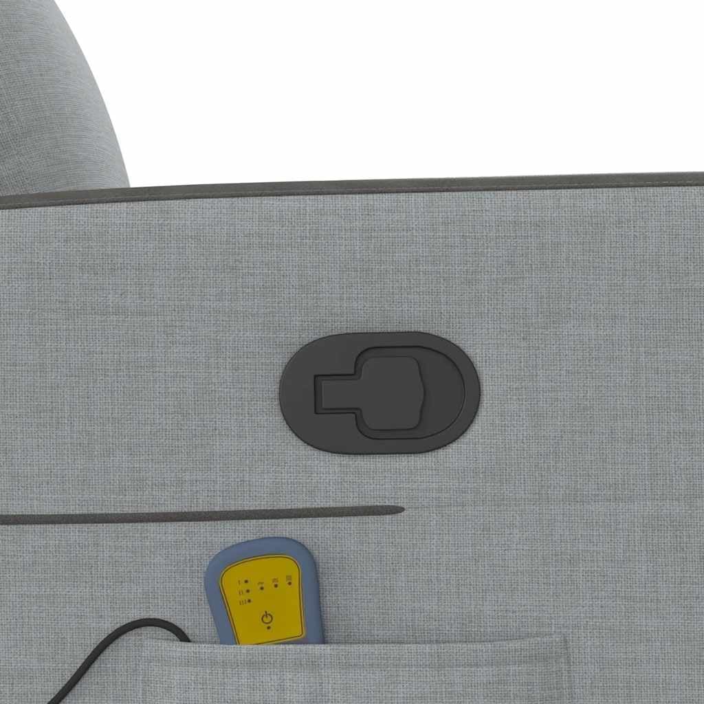 vidaXL Massagesessel Hellgrau Stoff, Massage TV-Sessel, Sessel mit Massagefunktion, Fernsehsessel, Massage Fernsehsessel