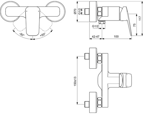 Ideal standard douchekraan CERAPLAN zijdezwart mat BD250XG