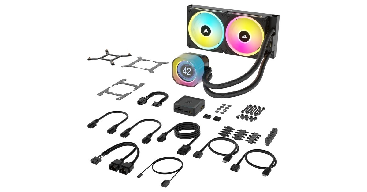 CorsairiCUE LINK H100i LCD Liquid CPU Cooler waterkoeling  (Zwart)
