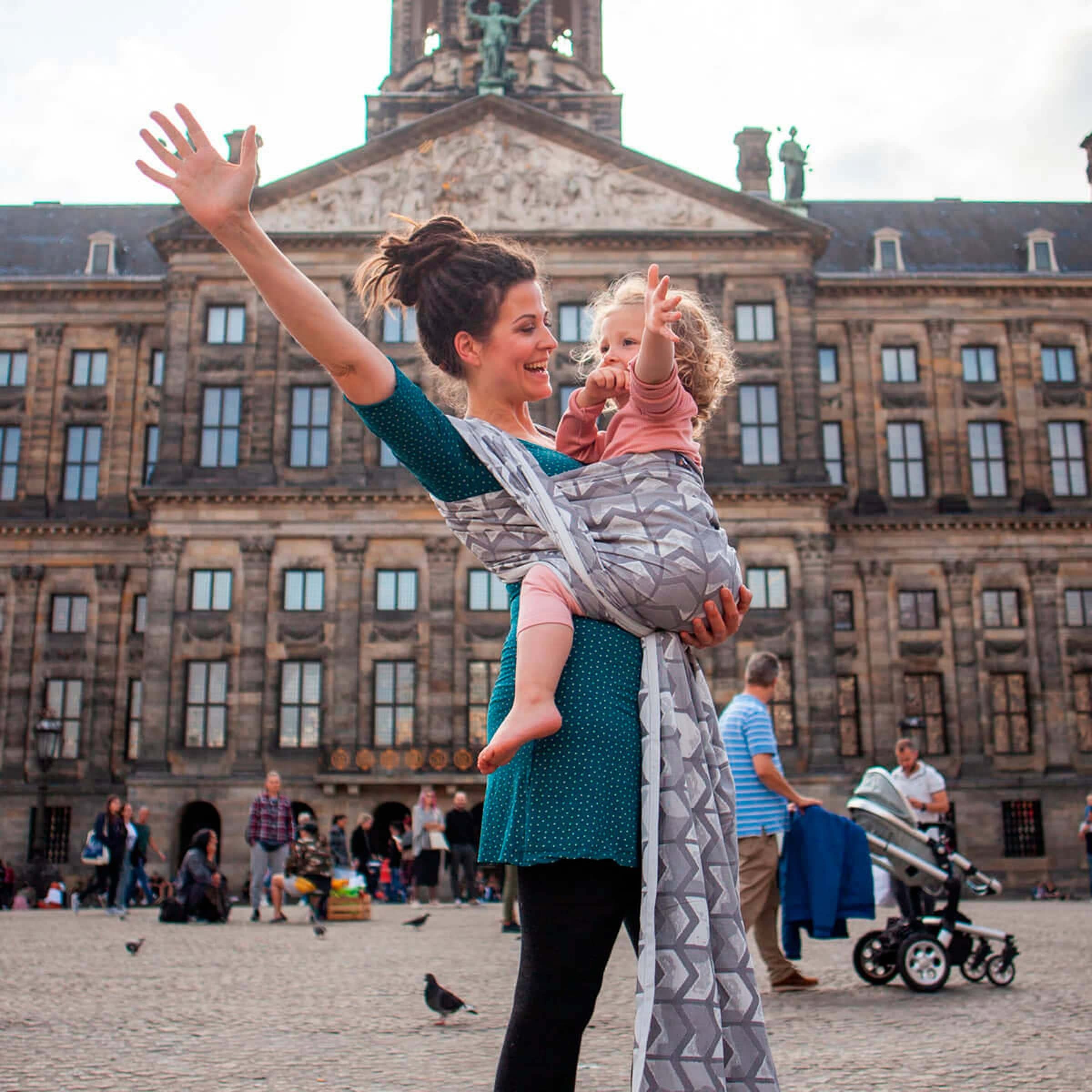 HOPPEDIZ® Babytragetuch Gewebtes Tragetuch kbA Amsterdam stone