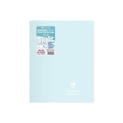 Clairefontaine Koverbook Blush - Cahier polypro 24 x 32 cm - 48 pages - grands carreaux (Seyes) - disponible dans différentes couleurs pastels