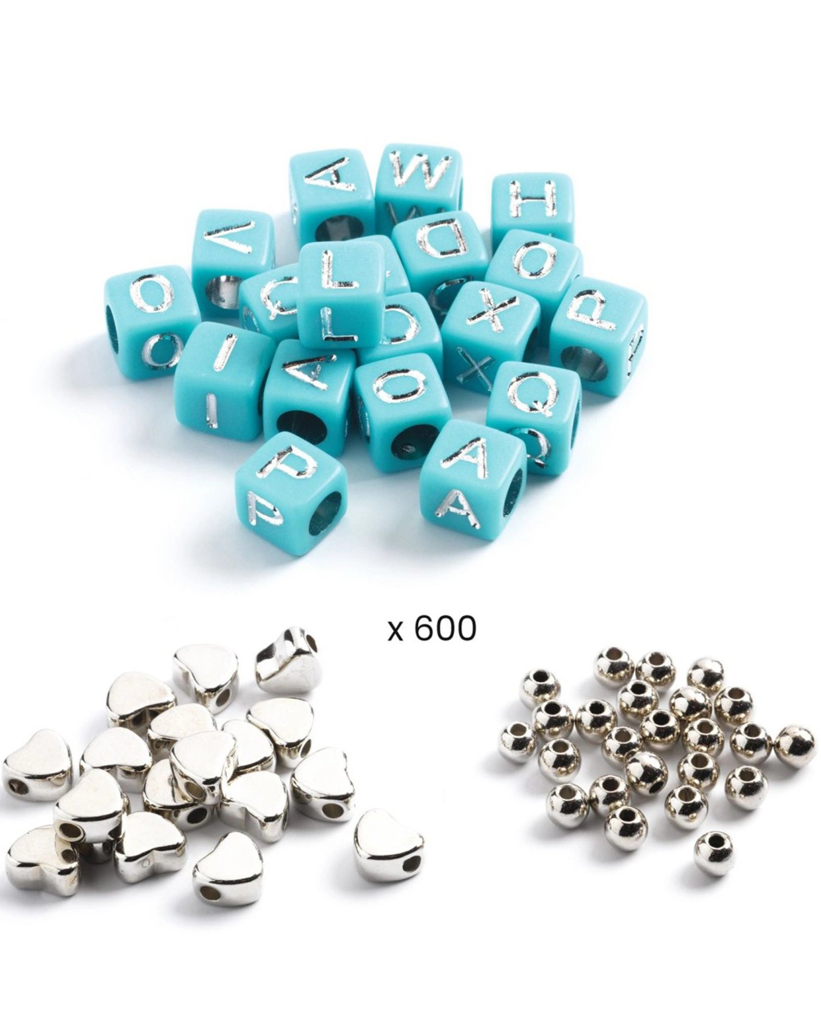 Schmuck-Bastelset BUCHSTABENPERLEN SILBER