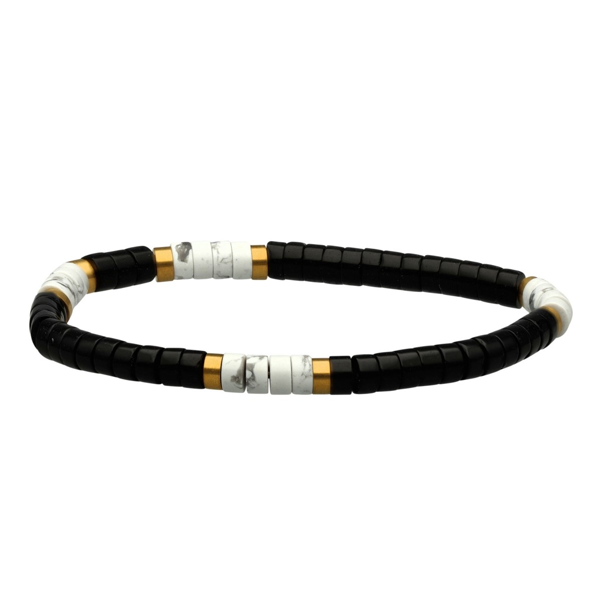 Bracelet Perles Heishi 4mm Agate Noire Turquoise Blanche-Small-16cm