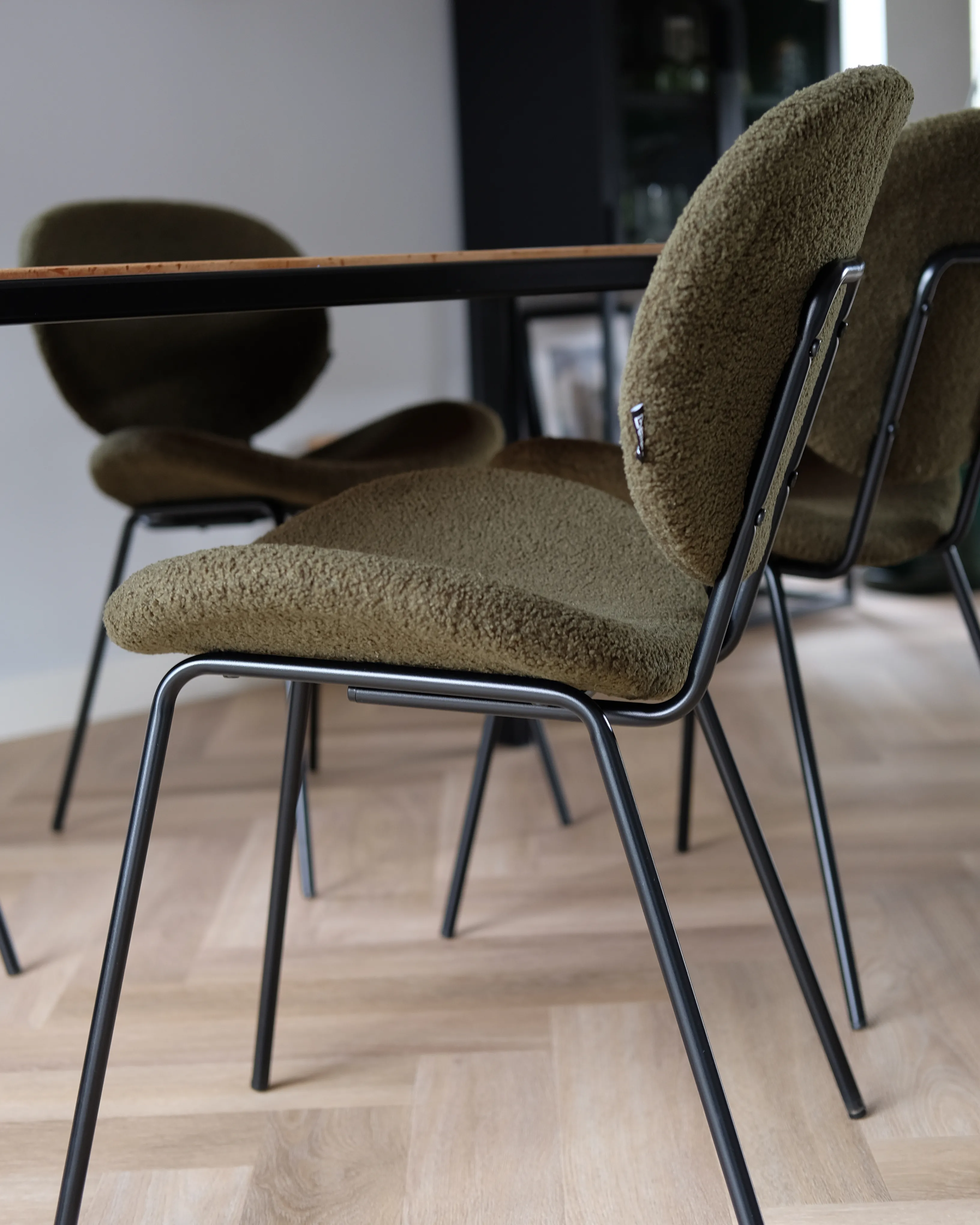 Set van 2 eetkamerstoelen LUANA Bouclé Donkergroen