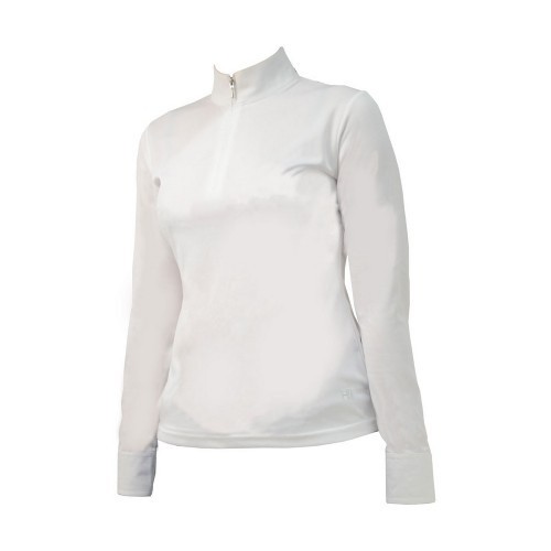 Camisa Charlotte de manga comprida para competição equestre feminina, branca