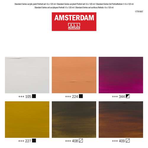 Talens AMSTERDAM All Acrylics Standard Series, 6 x 120 ml Portraitfarben-Set