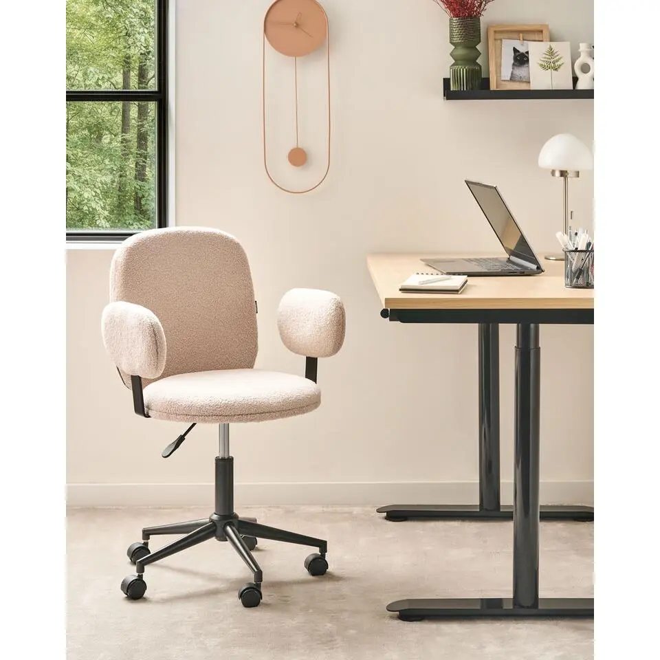 MORAGA - Bureaustoel - Beige - Bouclé