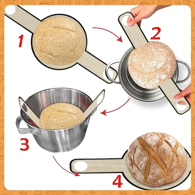 Silikon Anti-Haft Backpapier Brotschlinge Wiederverwendbare Brot Back Matte für Gusseisen Pfanne / Dutch Oven - Braun