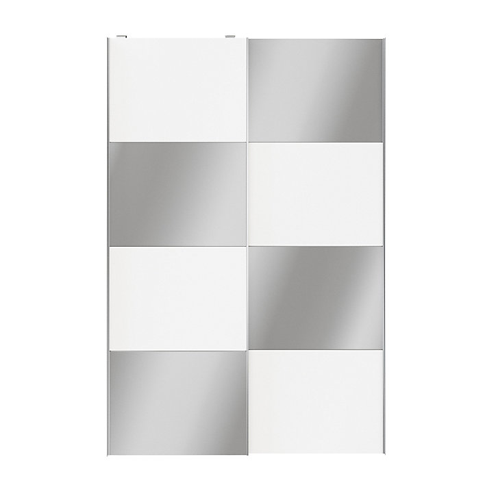 Portes de placard coulissantes 2 vantaux panneaux blancs et miroir GoodHome Atomia H. 225 x L. 150 x ép. 5,5 cm