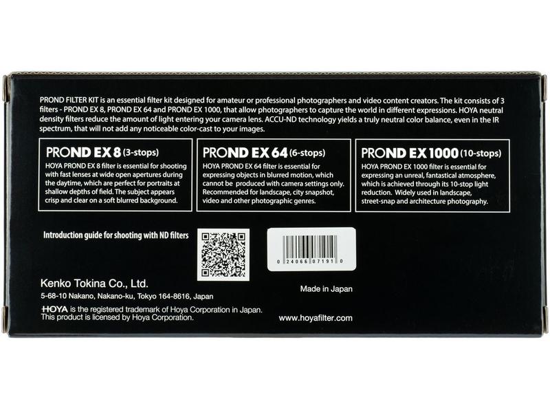 Hoya Graufilter PRO ND EX Kit 8/64/1000 – 82 mm Drei ND-Filter in einem Paket
