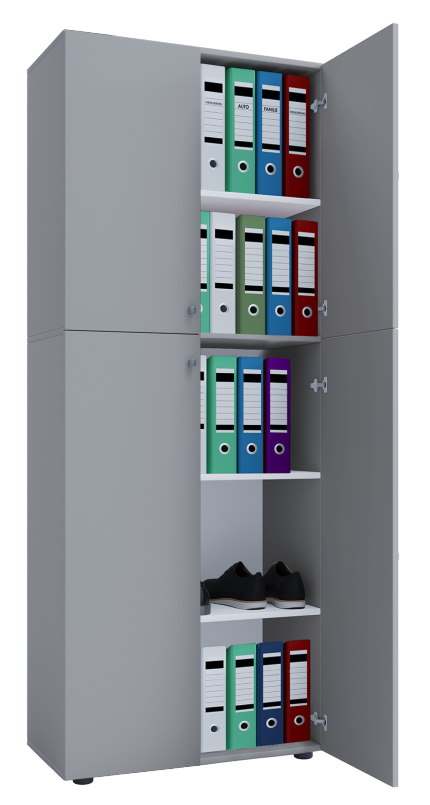 Büroschrank LONA XXL - grau - 4 Drehtüren