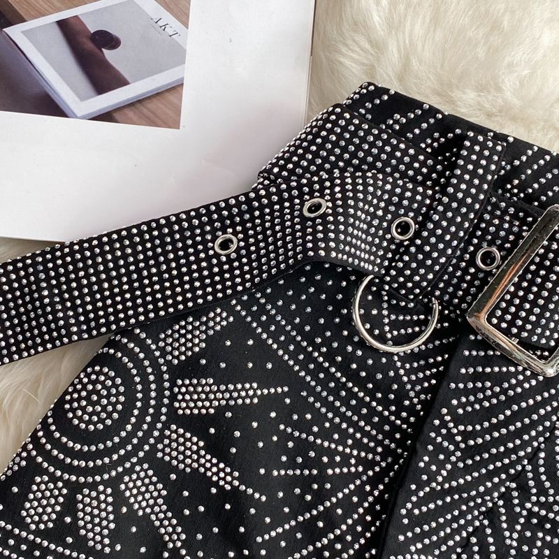 Yearnin - A-lijn minirok met riem en strass