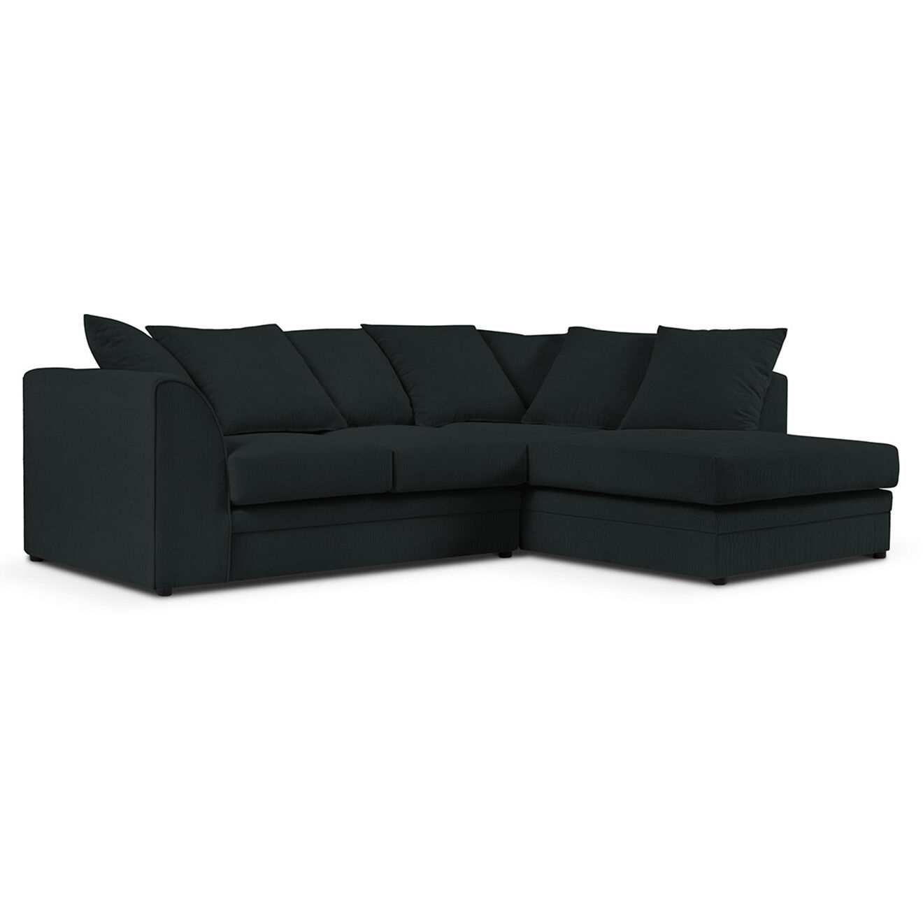Mazzini Sofas Canapé d'angle Droit Quince Velours côtelé 4 Places noir - 221x171x80 cm