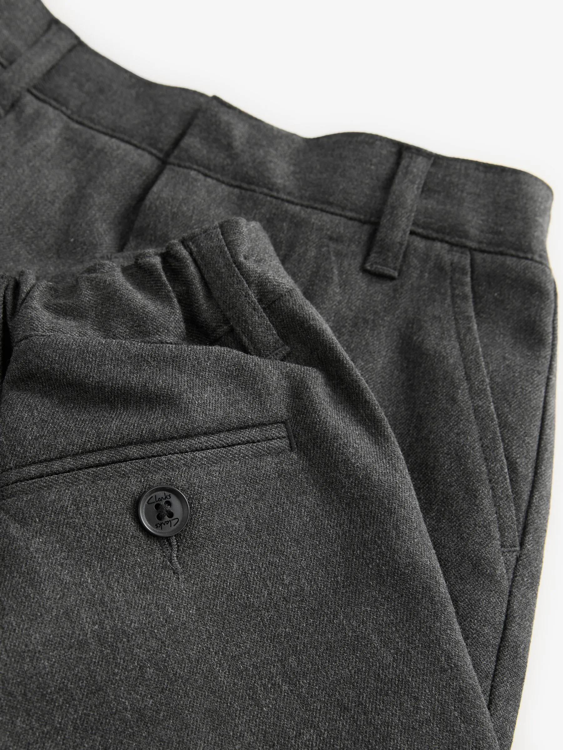 Grijs - Clarks Regular Boys Fastening School Shorts 2 Pack