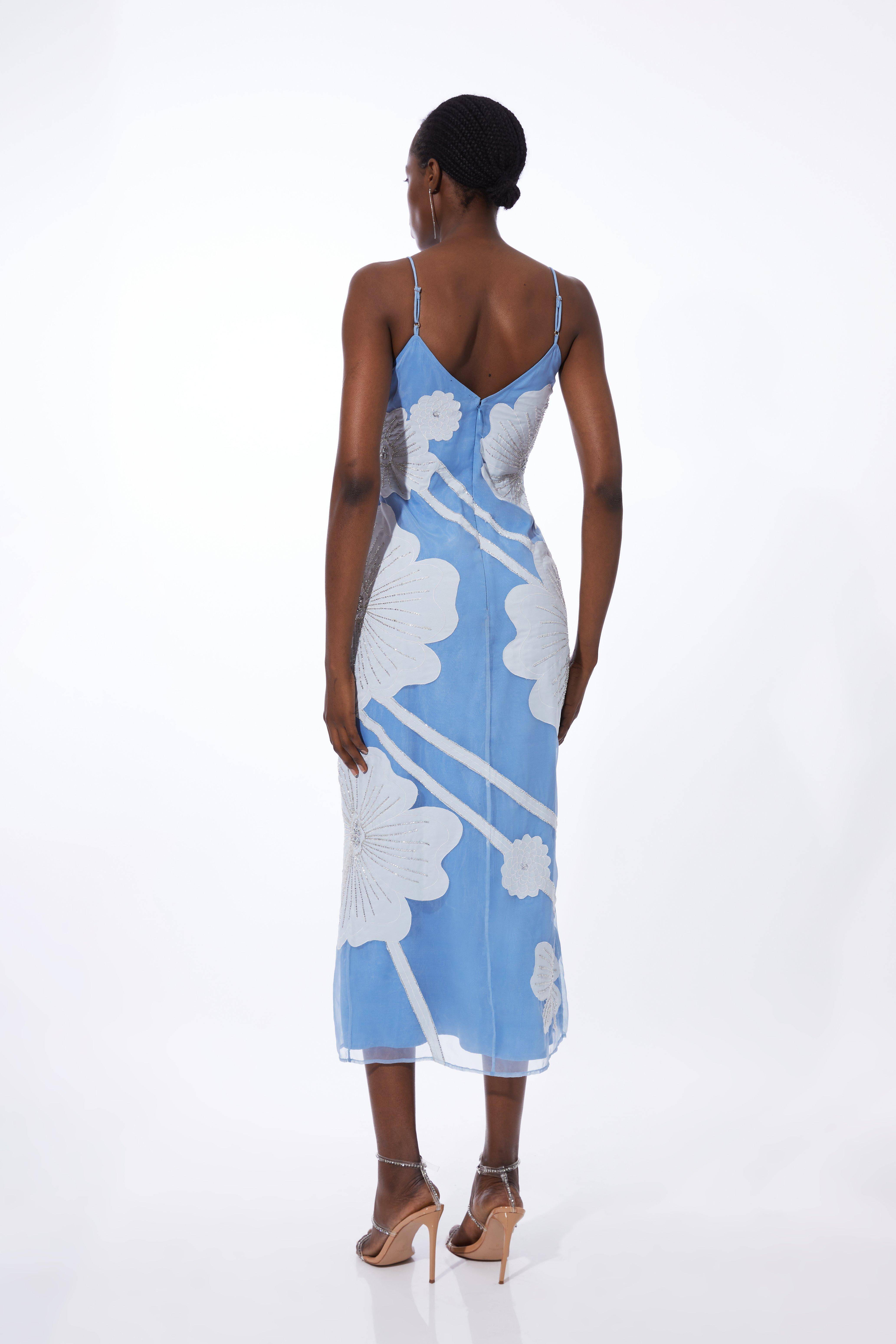 KarenMillen Robe Midi En Organdi Satiné Tissé Avec Appliqués