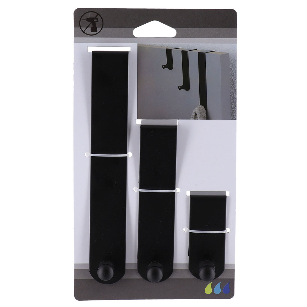 Lot de 3 patères métal noir
