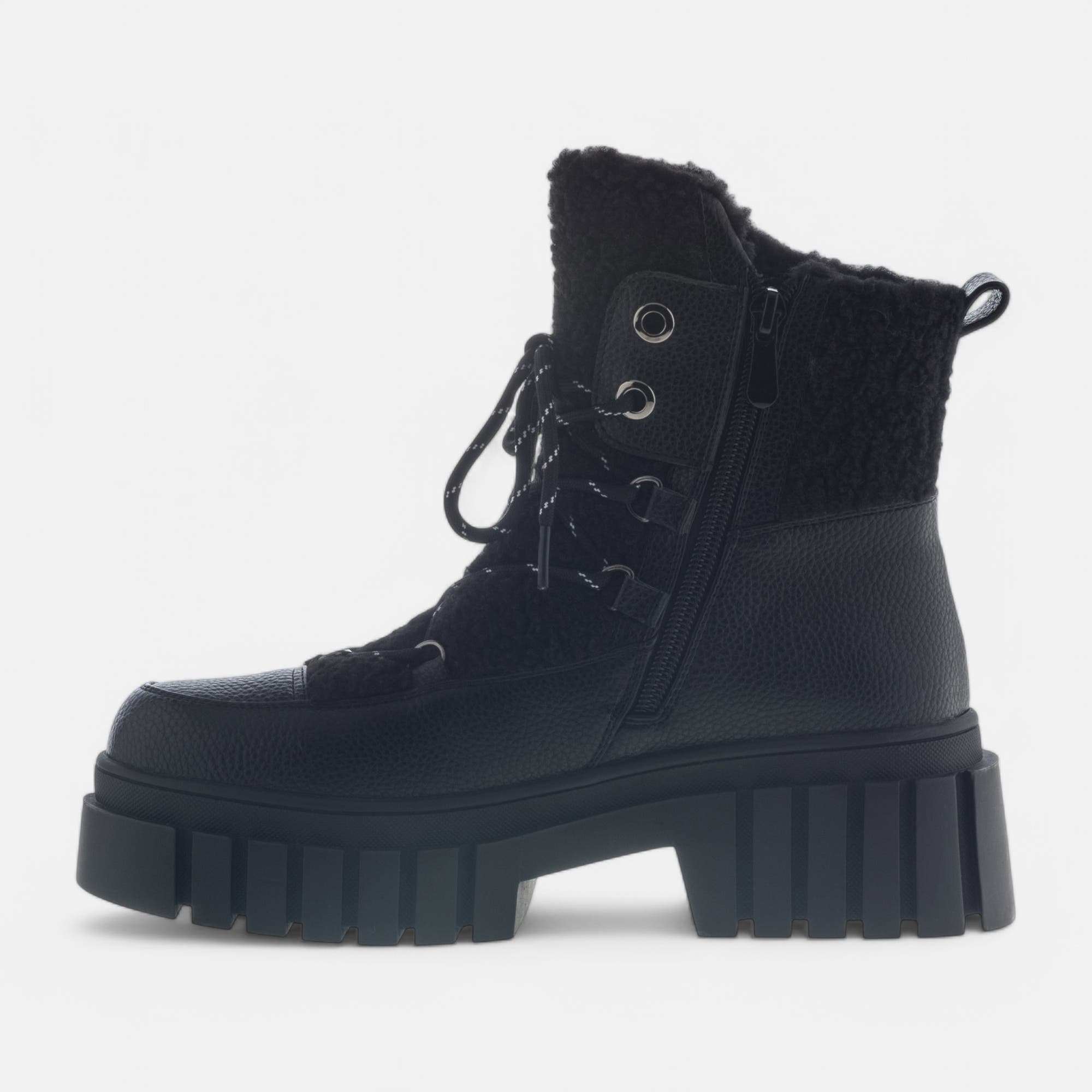 Bottines à lacets à talon compensé Femme noir
