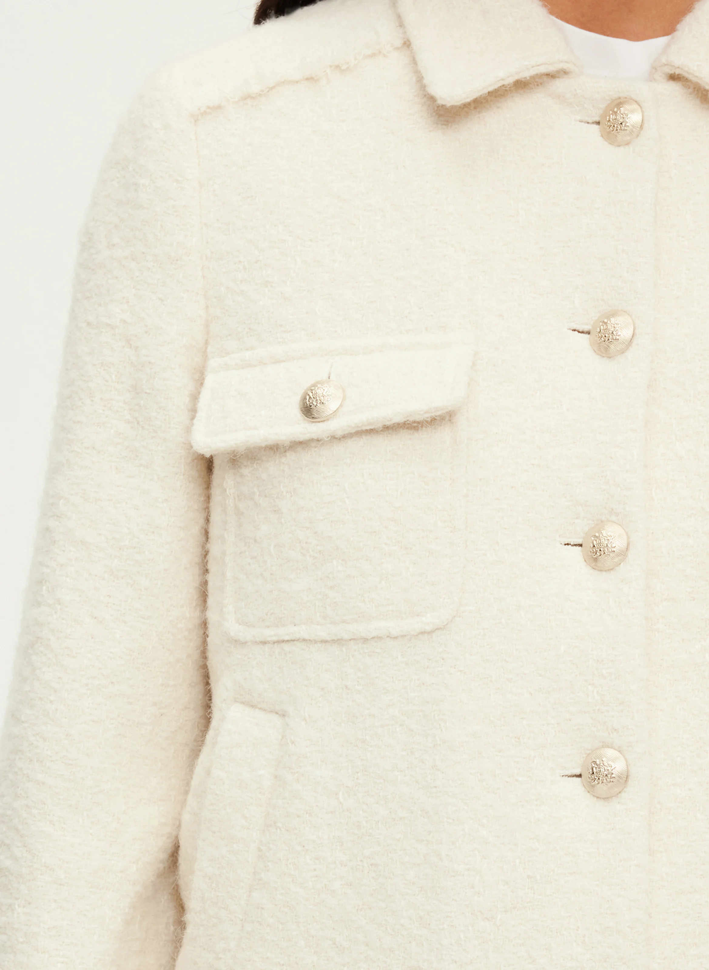 MARGUERITE - Veste courte en coton et laine mélangés | Beige