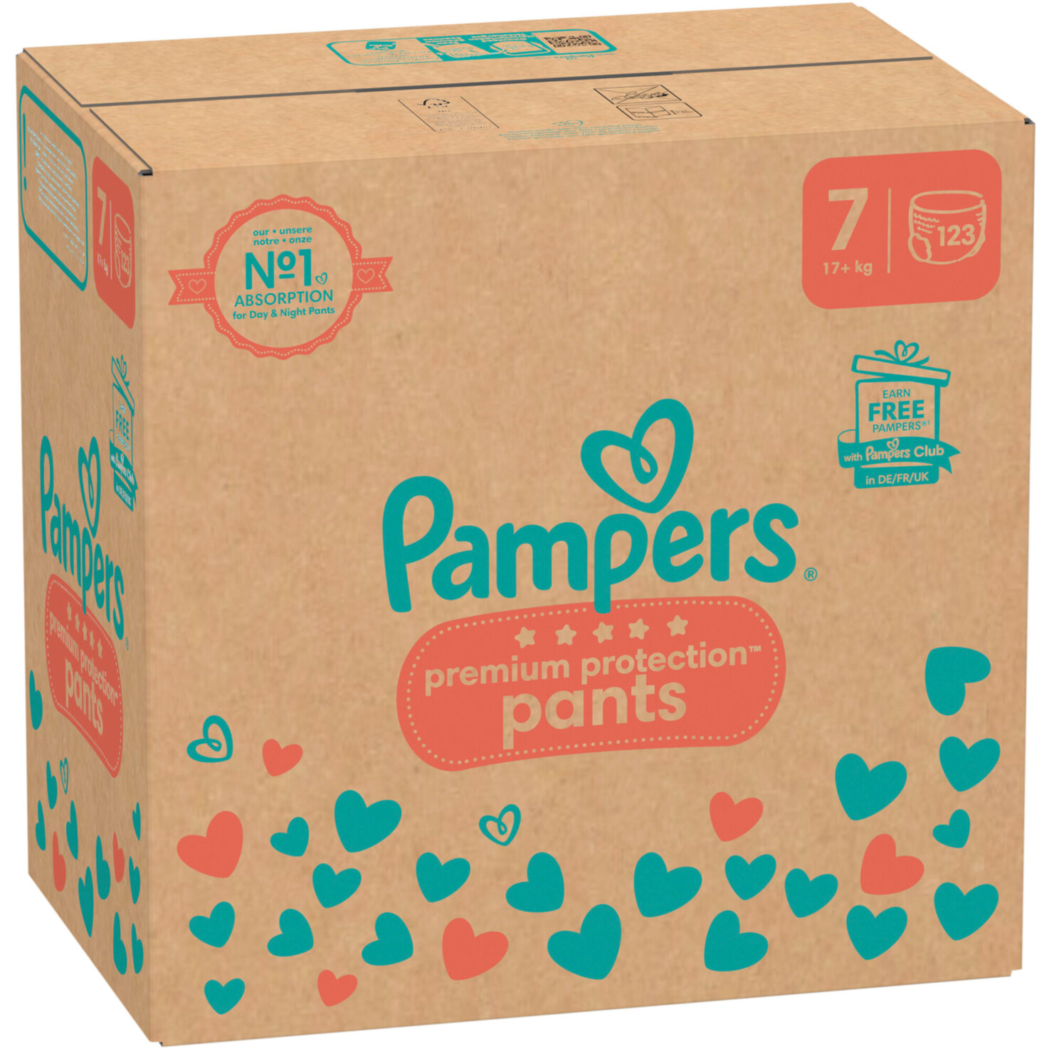 Pampers Premium Protection Pants Grösse7 XL, 17+kg, 123 Stück