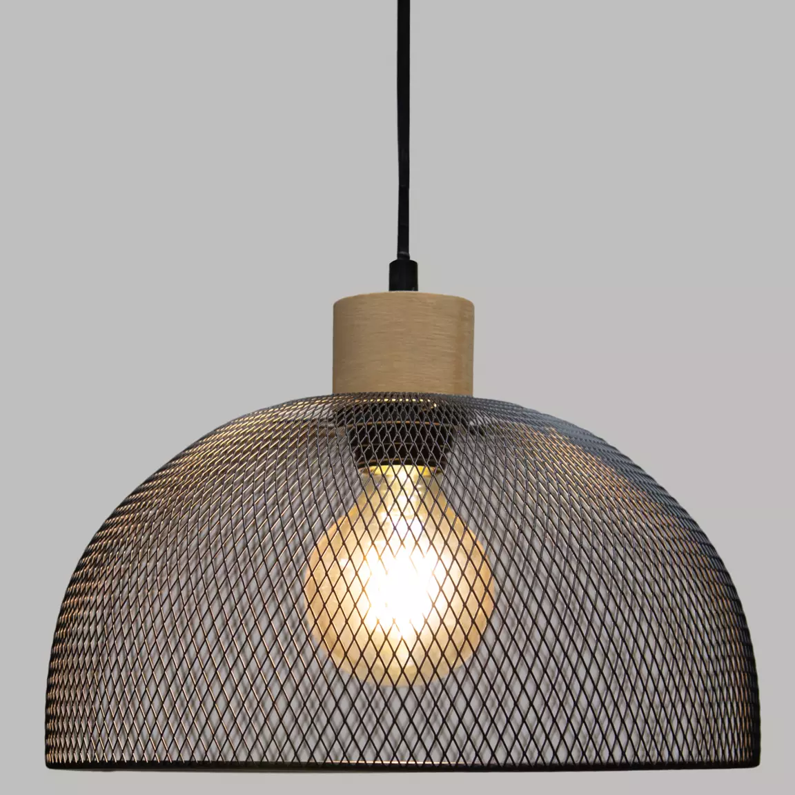 Suspension métal grillage (D30 cm) Melina Noir