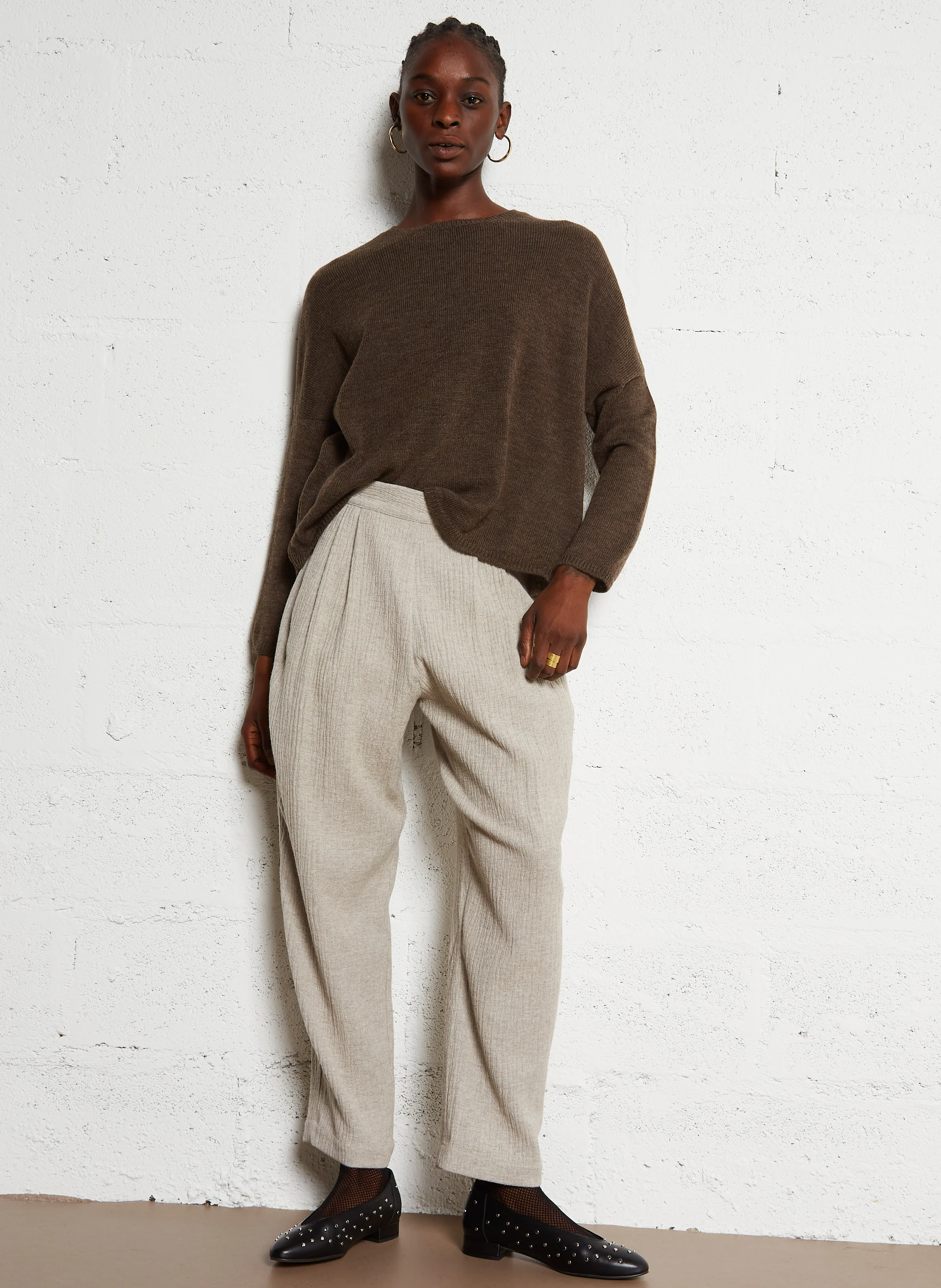 DUANE - Pantalon large taille haute | Argent