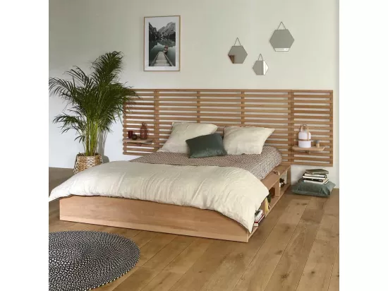Tête de lit 270 cm bois massif bois naturel TAO