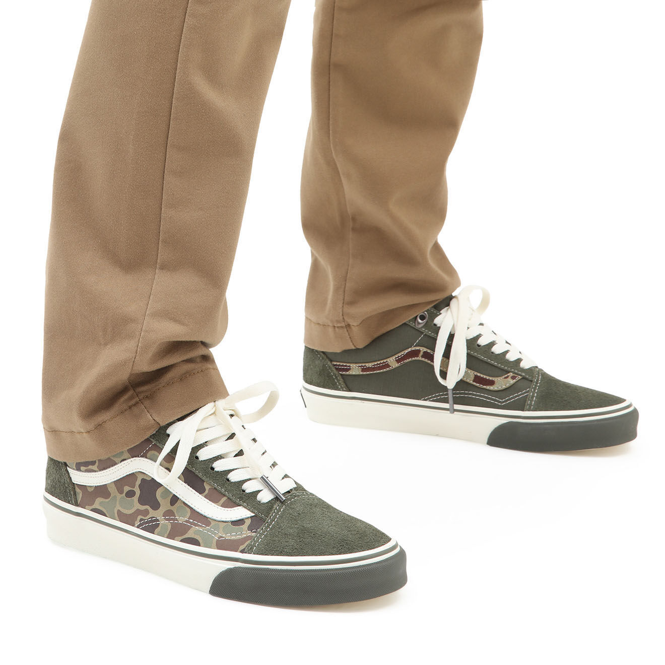 Vans Sneakers en Cuir & Textile Old Skool kaki