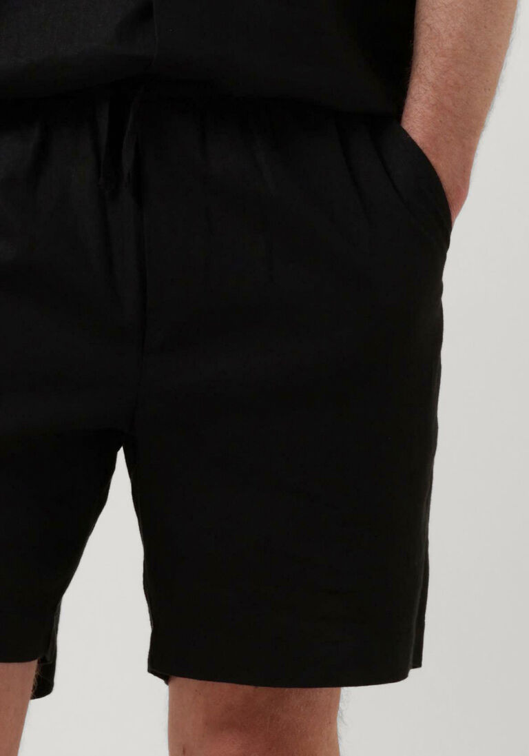 WOODBIRD zwarte woodbird korte broek wbbommy linen shorts